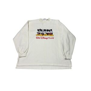 Vintage Mickey Inc Walt Disney World Fleece Sweatshirt White Embroidered Large